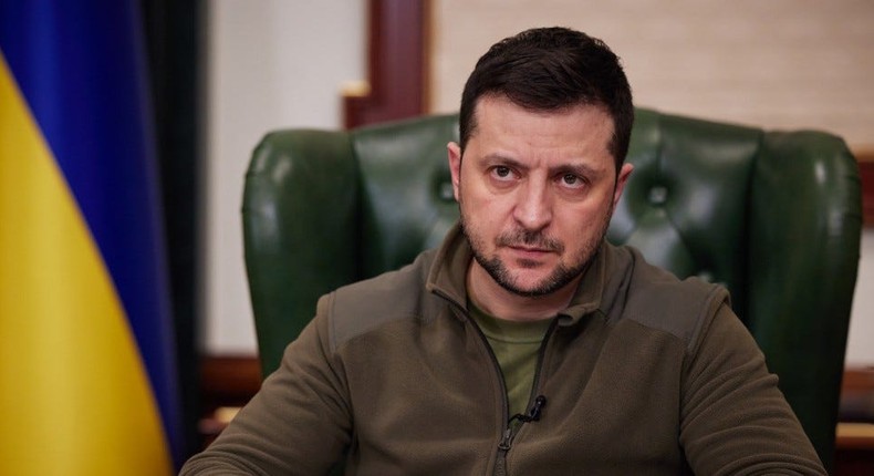 Ukrainian President Volodymyr Zelenskyy seen on March 10, 2022.