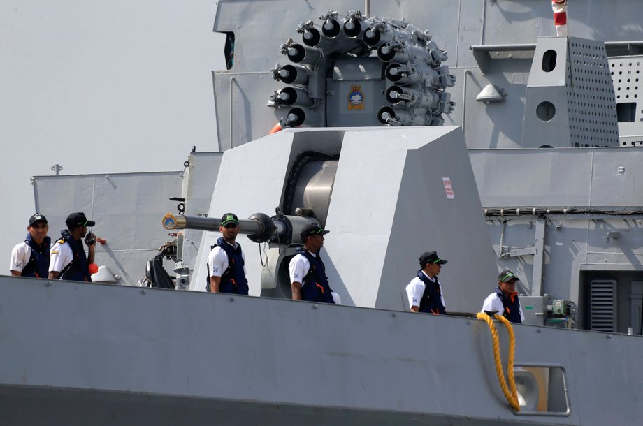 Indian sailors aboard INS Kadmatt arrive for a four-day goodwill visit, aiming to strengthen ties between India and the Philippines, in Manila, October 3, 2017.