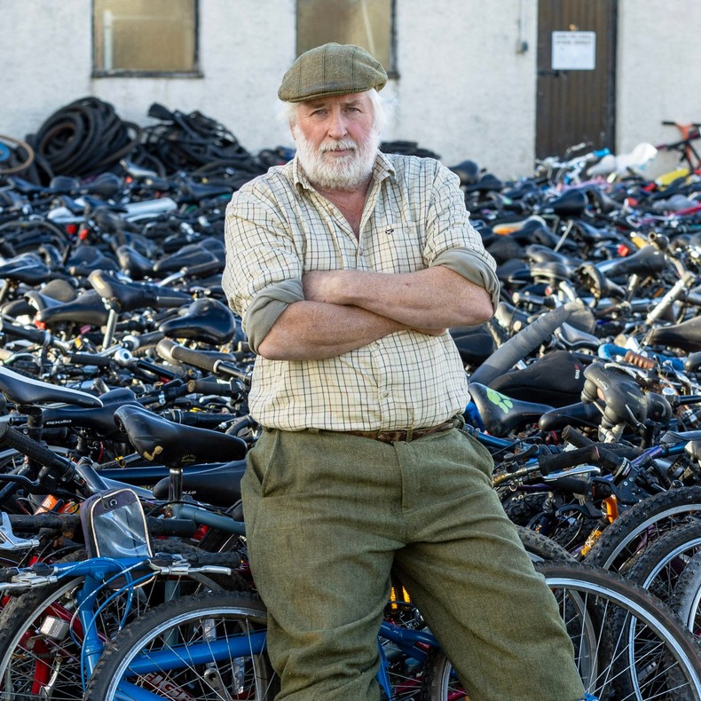 Carter had been gathering bicycles across Scotland to be shipped to Sudan, to help people who need access to cheap transport.
