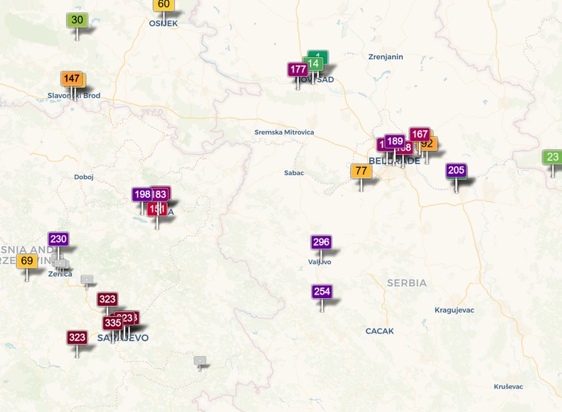 Zagađenje u Srbiji i regionu izrazito danas