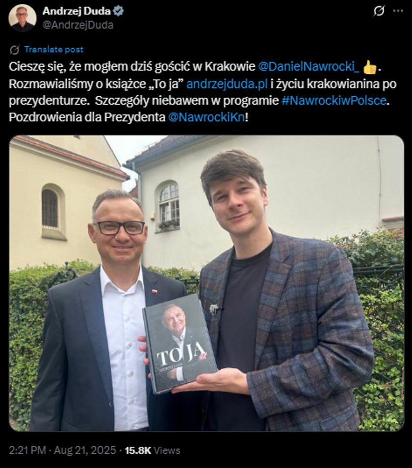 Wpis Andrzeja Dudy na platformie X.