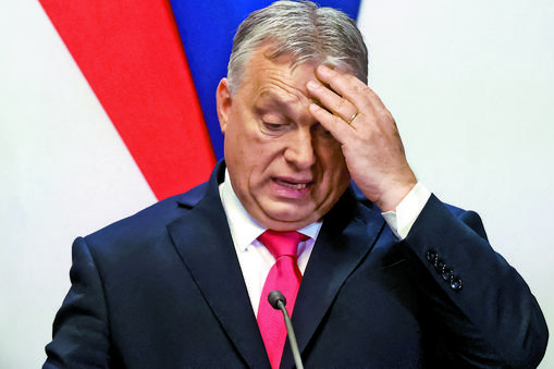 Viktor Orbán podczas konferencji prasowej, Budapeszt, 16 lutego 2024 r.