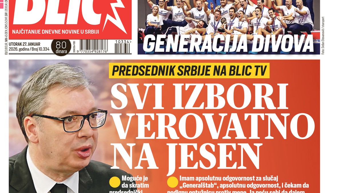 Naslovna strana za 27.1. - Blic