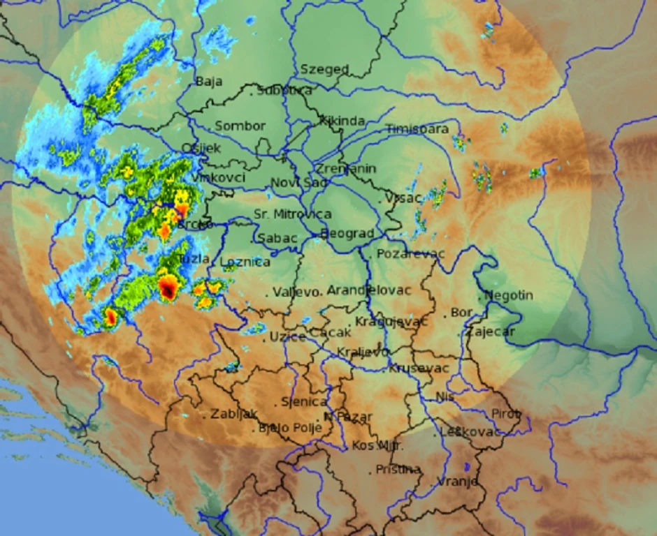 Prikaz nevremena koje stiže u Srbiju