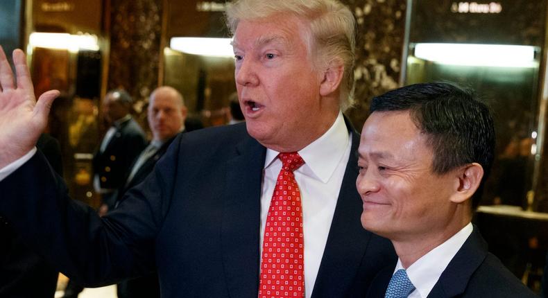 President Donald Trump and Alibaba and Ant Group founder Jack Ma in New York in January 2017.