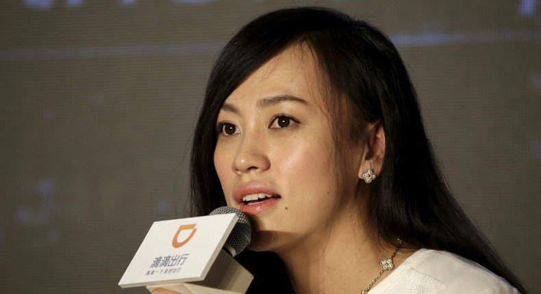 Jean Liu, the president of Didi Chuxing, recently set her older Weibo posts to private, effectively making her account an empty one. Here, she answers a question at a news conference in Beijing, China, January 26, 2016.