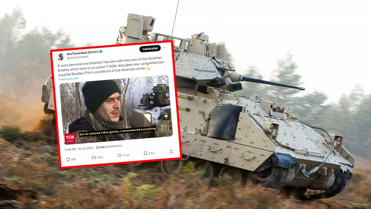 Załoga ukraińskiego Bradleya udzieliła wywiadu po zniszczeniu rosyjskiego T-90M