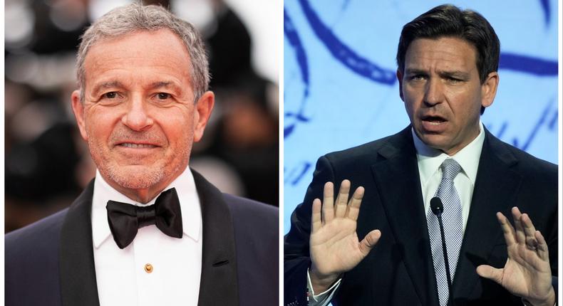 Disney CEO Bob Iger and Florida Gov. Ron DeSantis have been caught in a yearlong feud.AP Images