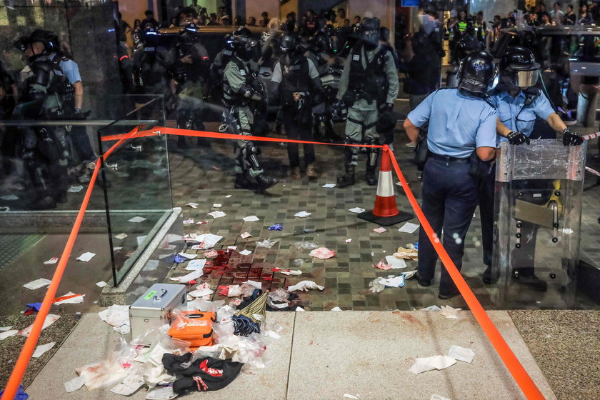 A view of the scene where Andrew Chiu Ka Yin, District Councillor of Taikoo Shing West, was injured 