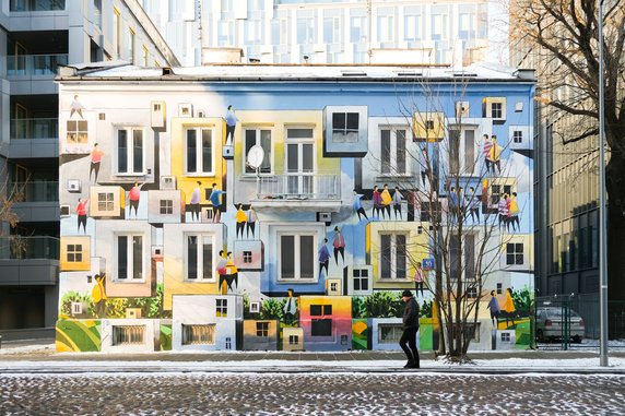 Zajął cały budynek! Na Woli odsłonięto nowy mural Tytusa Brzozowskiego