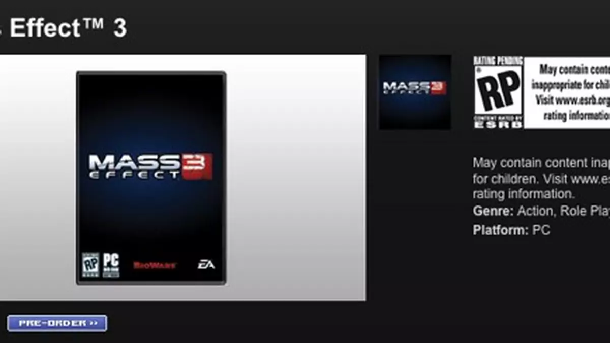 Mass Effect 3 pojawił się w EA Store...