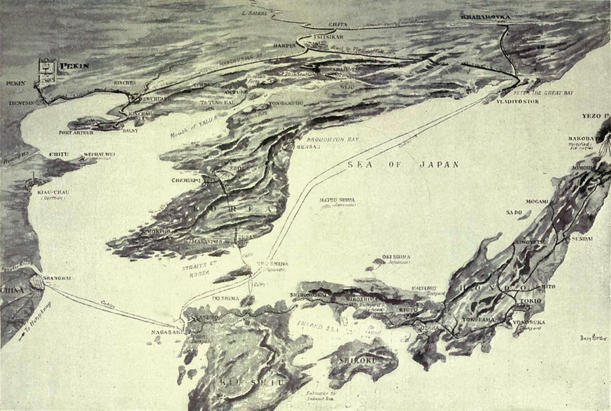 Obszar działań – Port Artur w głębi po lewej