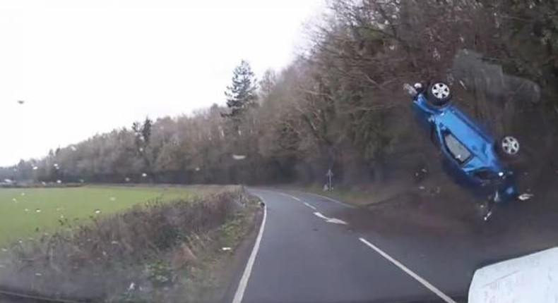 Picture of car somersaulting through the air goes viral