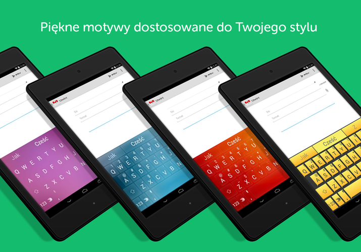 <strong>Klawiatura Swiftkey</strong><br /><br />

SwiftKey Keyboard to inteligentna aplikacja na urządzenia z systemem Android, umożliwiająca aktualizację ekranowej klawiatury w celu przyspieszenia i ułatwienia pisania. <br /><br />

Można w niej znaleźć wiele opcji pozwalających na dostosowanie aplikacji do własnych potrzeb, w tym ponad 30 kolorowych motywów, układów przeznaczonych do wszystkich rozmiarów ekranów i urządzeń, ponad 800 obsługiwanych emotikonów, funkcję podpowiadania emotikonów itp.<br /><br />