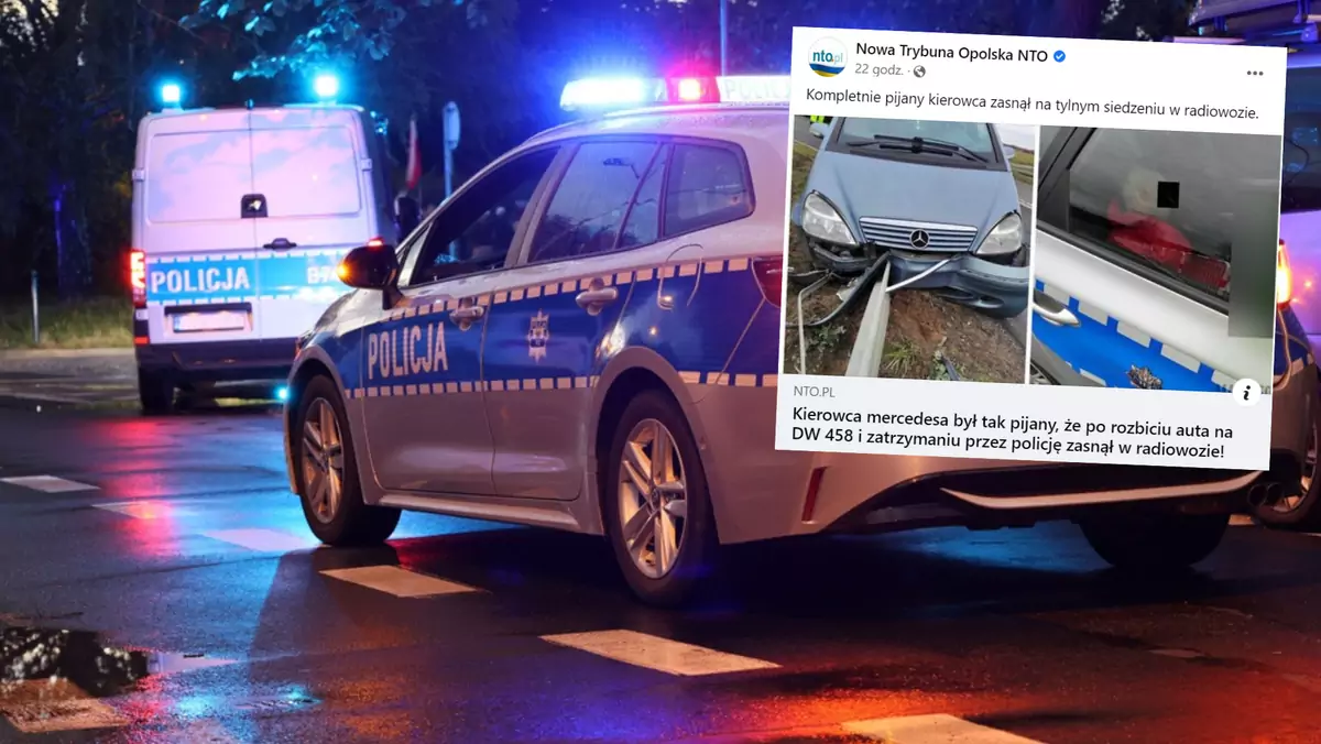 Policja zatrzymała pijanego kierowcę (fot. screen: Facebook/ntopl)