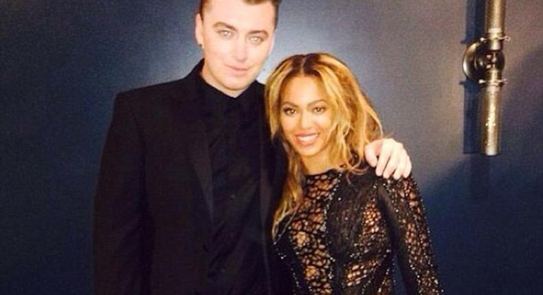 Sam Smith and Beyonce at Grammy Awards 2015