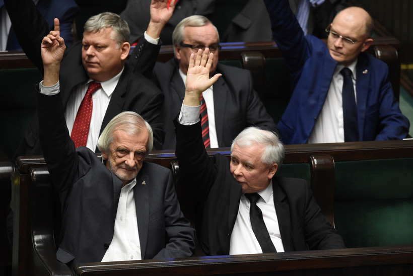 Jarosław Kaczyński i Ryszard Terlecki podczas posiedzenia Sejmu.