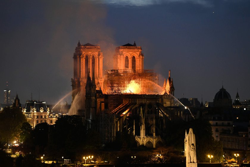 Pierwsza msza święta w katedrze Notre Dame po pożarze. Co oni mieli na głowach?