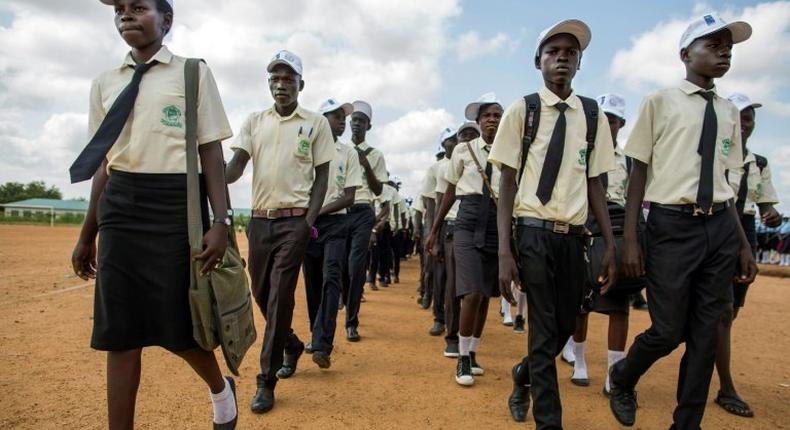 School children march for peace in the streets of Juba, South Sudan