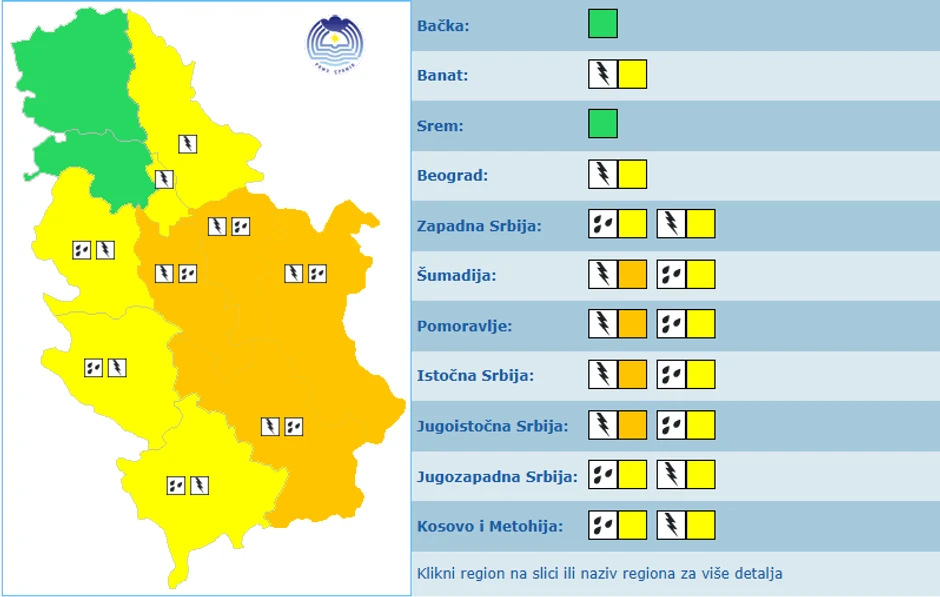 meteoalarm za Srbiju 22. maja