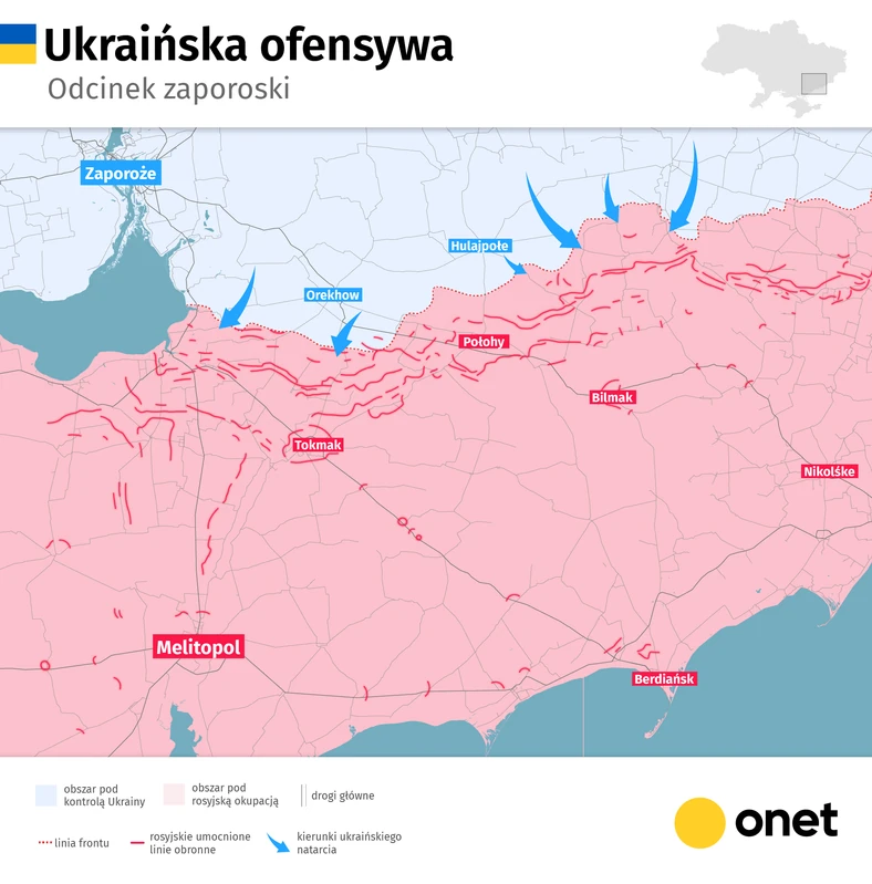 Ukraińska ofensywa na odcinku zaporoskim.