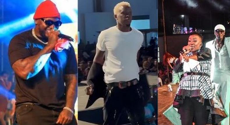 A collage image of Khaligraph Jones, Willy Paul and Nameless & Wahu