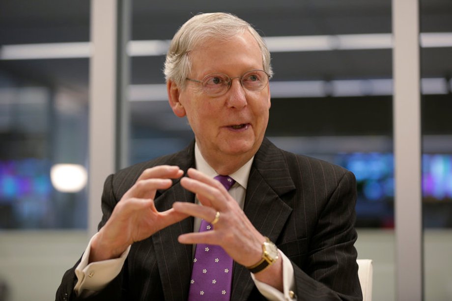 Senate Majority Leader McConnell speaks to Reuters during an interview in Washington