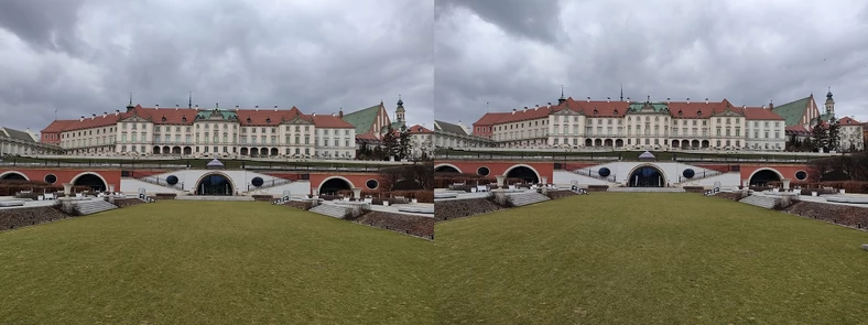 Po lewej zdjęcie wykonane w trybie 108 MP (Ekstra HD) i po prawej ten sam kadr przechwycony w standardowym trybie Zdjęcie, a następnie interpolowany programowo do tej samej rozdzielczości (kliknij, aby powiększyć)