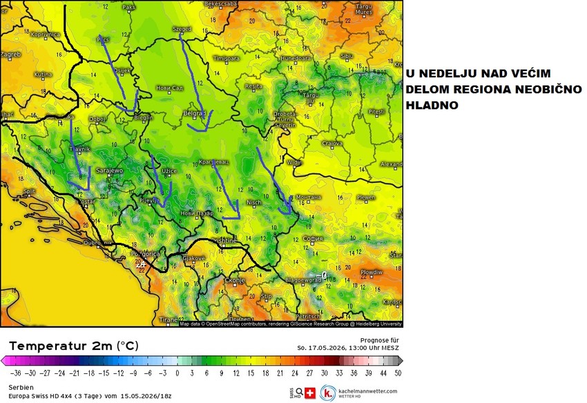 Zahlađenje u nedelju