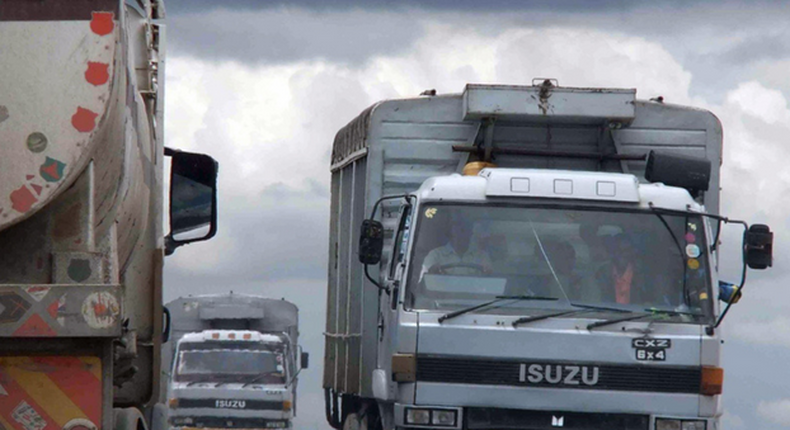 A file photo of trucks on a road in Kenya