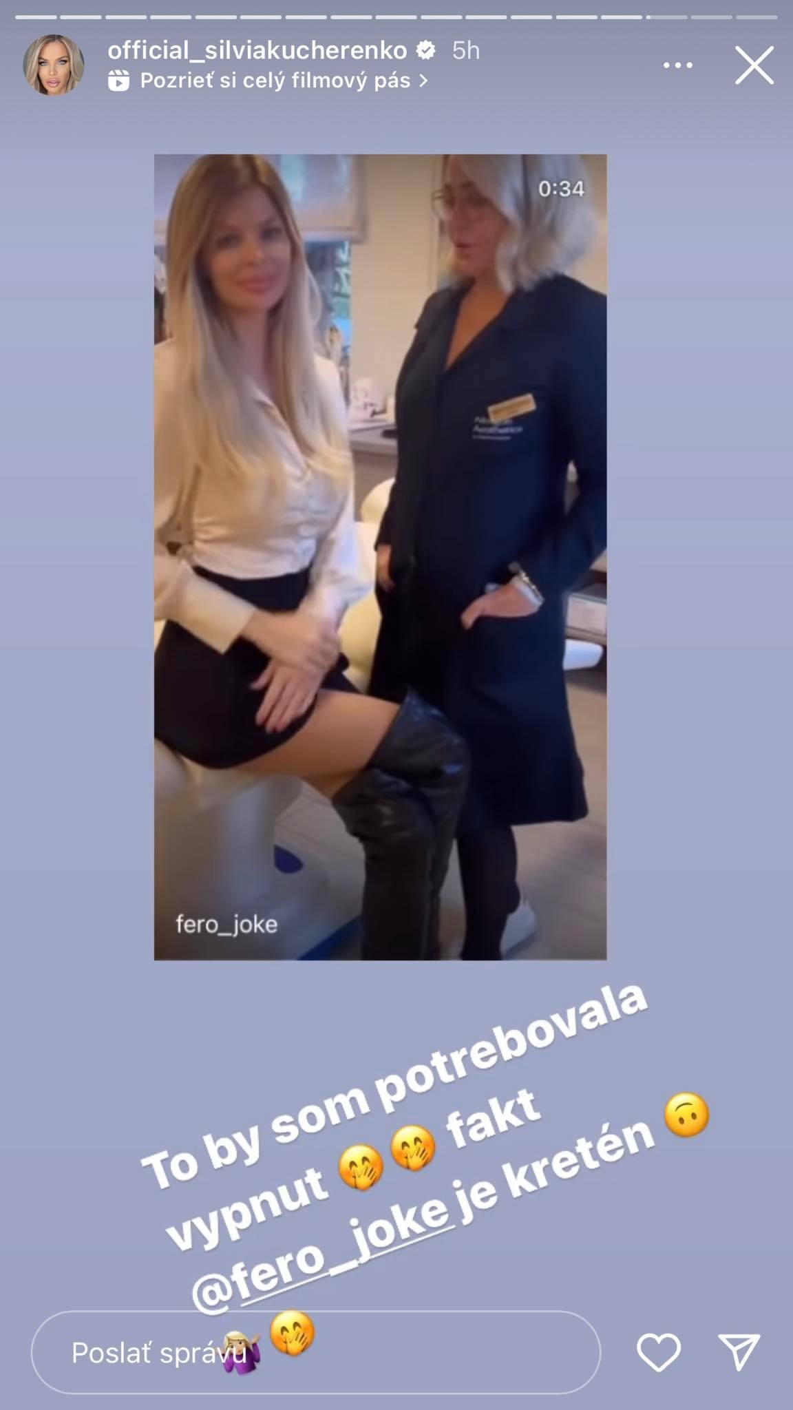 Silvia Kucherenko sa na IG ozvala Ferovi Jokeovi. 