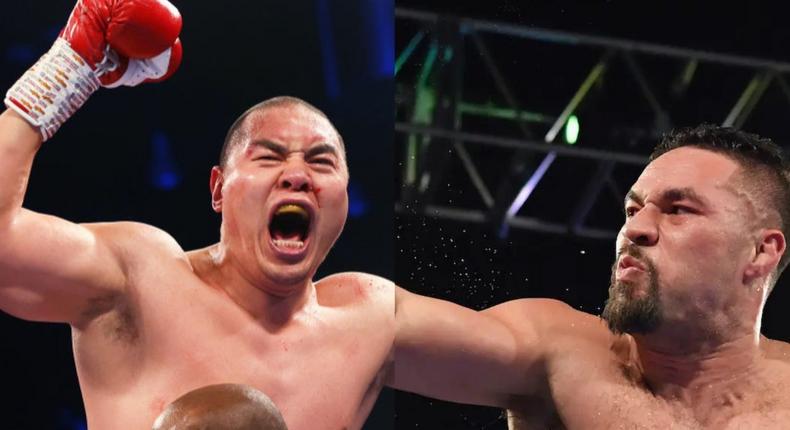 Zhang and Parker fight for the heavyweight WBO title tonight.James Chance/Getty Images (left); Kai Schwoerer/Getty Images (right)