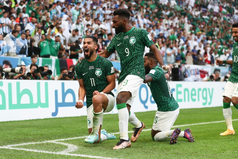 Saudi Arabia's Saleh Alshehri celebrates his goal against Argentina.Getty/James Williamson