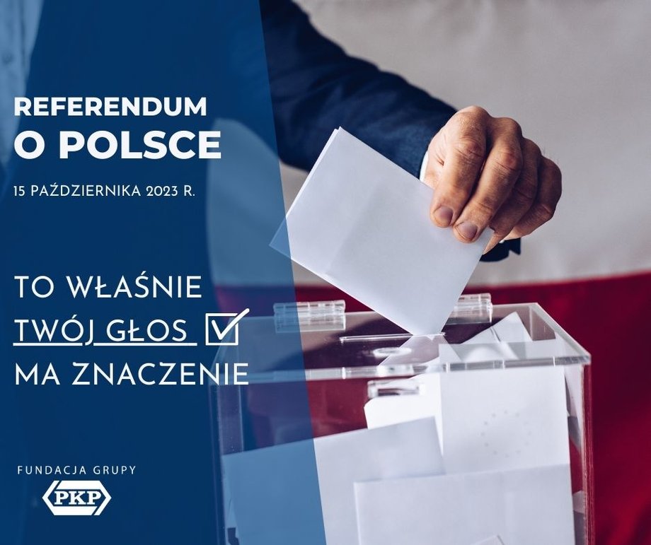 Kampania reklamowa Fundacji Grupy PKP zachęcająca do udziału w referendum.