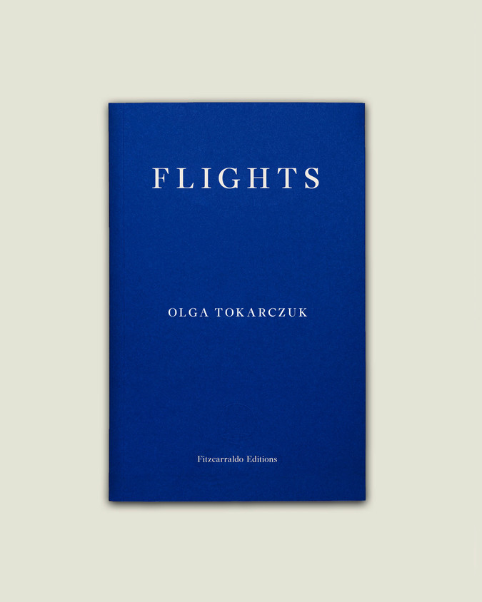 "Bieguni" - okładka zagranicznego wydania. "Flights" (Fitzcarraldo Editions). Tłumaczenie:  Jennifer Croft