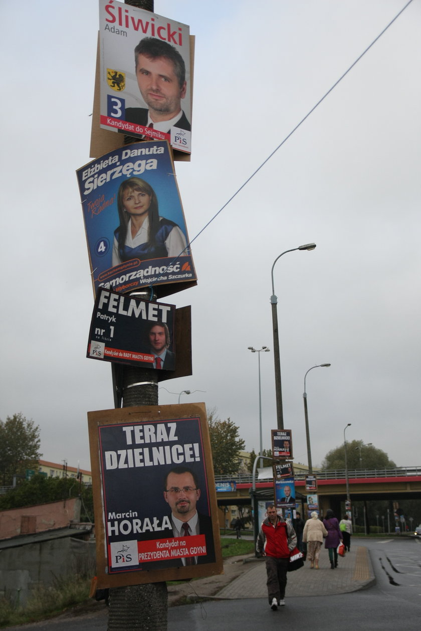 W Gdyni zaroiło się od plakatów wyborczych