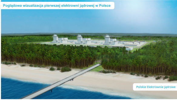 Polska elektrownia jądrowa na Pomorzu. Wizualizacja: Polskie Elektrownie Jądrowe.