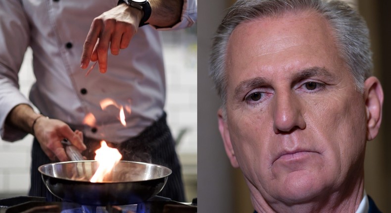 Two bans on banning gas stoves failed in the House today after far-right Republicans voted against a rule.iStock / Getty Images (left) J. Scott Applewhite/AP (right)