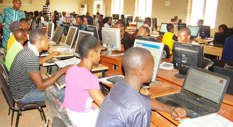 Prospective UTME candidates registering for the examination.