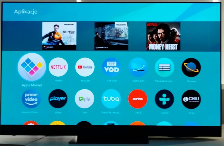 Panasonic TX-65GZ2000E - ekran zainstalowanych aplikacji