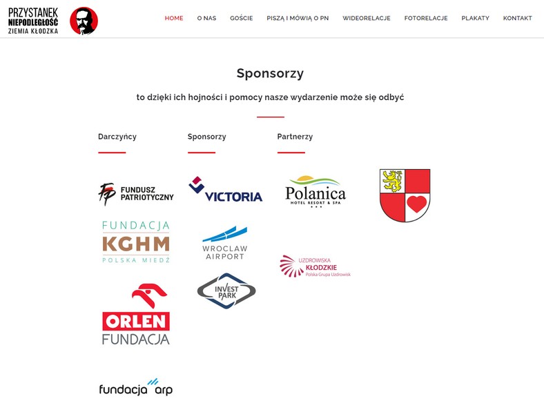 Lista sponsorów tegorocznego "Przystanku Niepodległość"