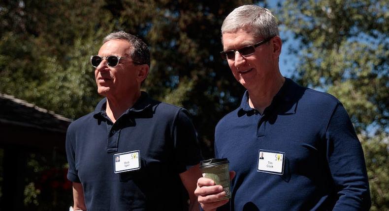 Disney CEO Bob Iger and Apple CEO Tim Cook.Drew Angerer/Getty Images