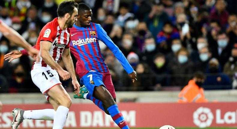 Ousmane Dembele blasting in his goal against Bilbao Creator: Pau BARRENA