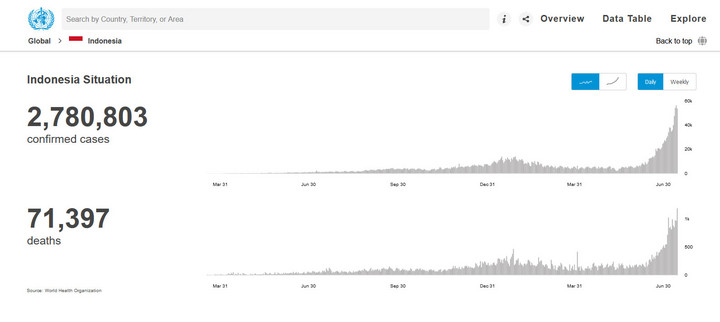 COVID-19 w Indonezji. Zakażenia i zgony