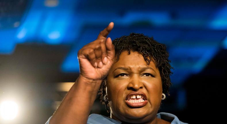 Stacey Abrams On a late election night Democratic nominee for Governor Stacey Abrams speaks to cheering supporters and announced that she'll be in in a runoff with her opponent, at the Hyatt Regency in Atlanta, Georgia on Tuesday November 6, 2018.