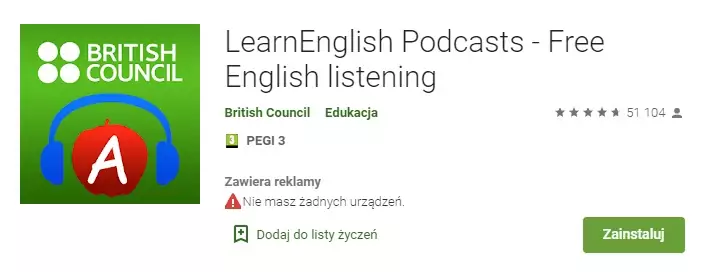 Aplikacja do nauki angielskiego &quot;LearnEnglishPodcast&quot;