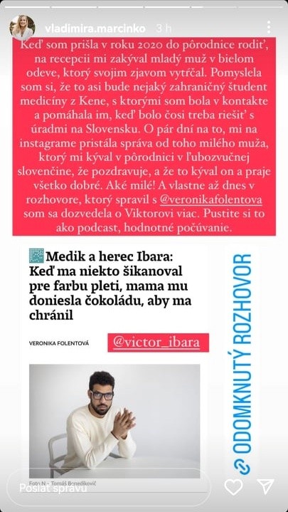 Poslankyňa NR SR Vladimíra Marcinková sa podelila o netradičnú skúsenosť.