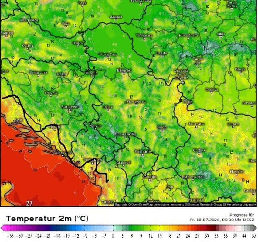 Osim na primorju, narednih dana će noći biti sveže
