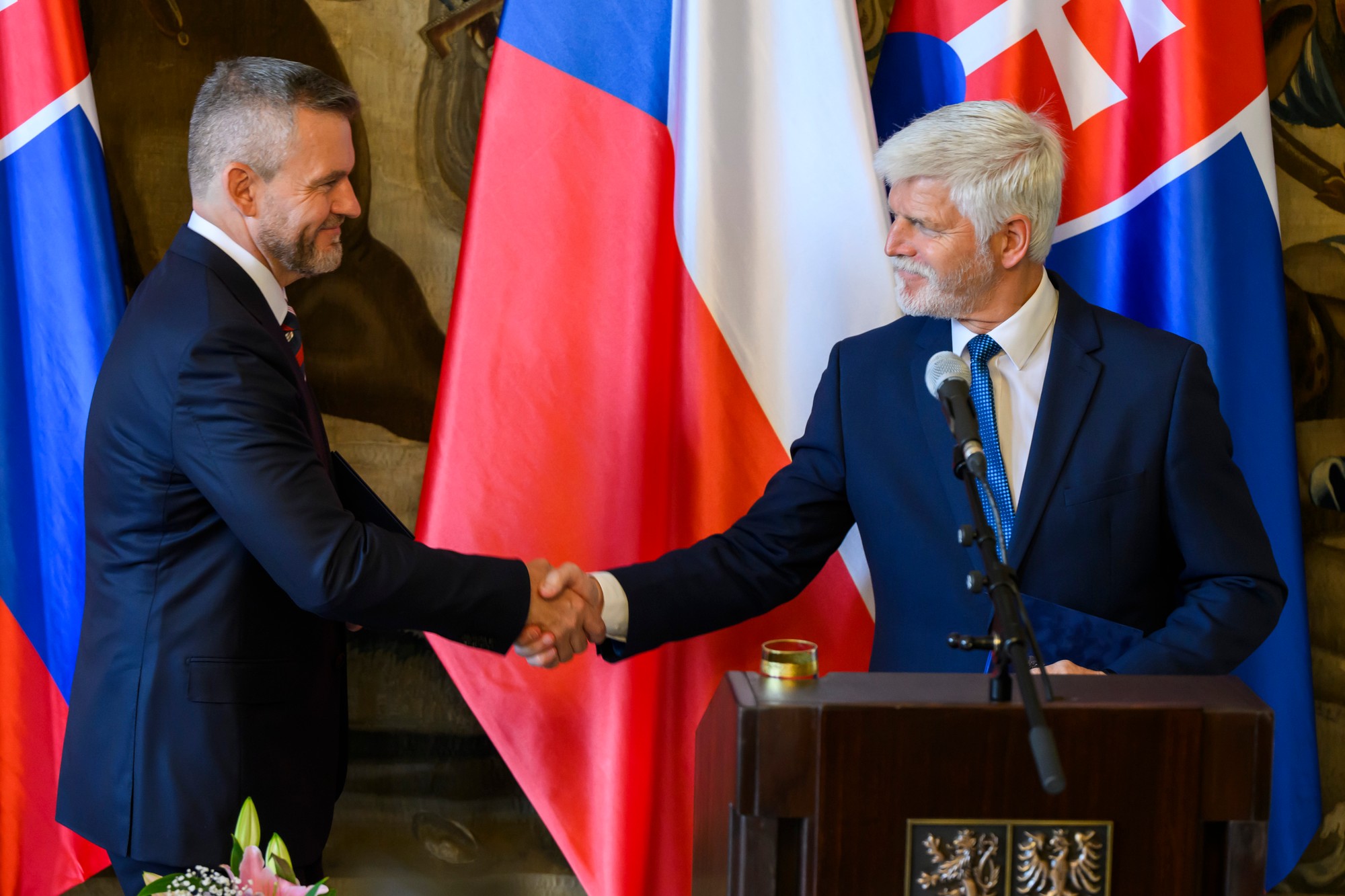 Slovenský prezident Peter Pellegrini a český prezident Petr Pavel.