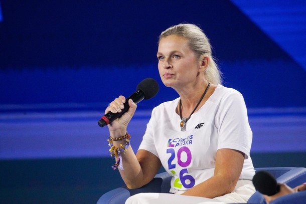 Minister edukacji Barbara Nowacka podczas rozmowy w ramach Campusu Polska